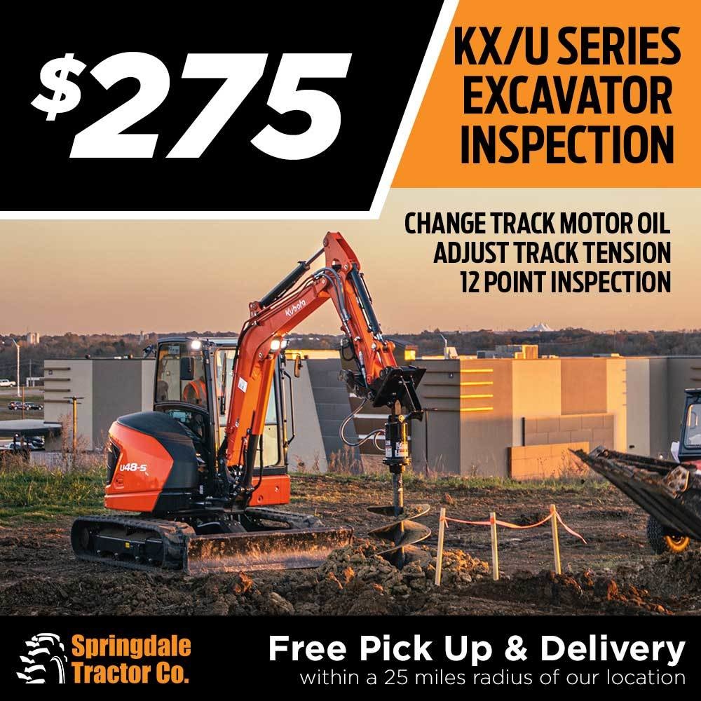 Excavator Oil Change and Inspection Offer
