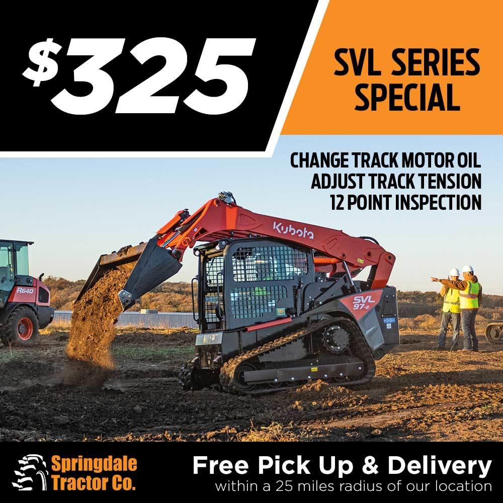 $325 oil changer and inspection on SVL Loaders